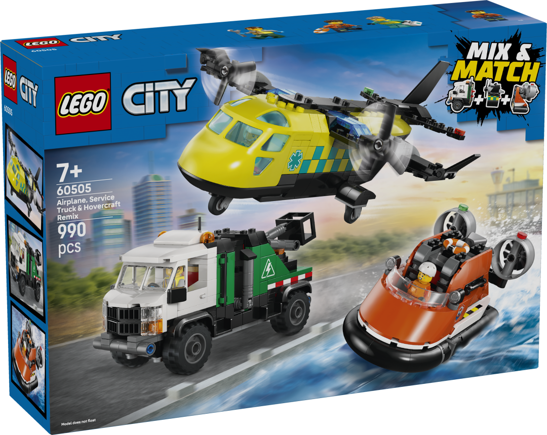 60505 | LEGO® City Airplane, Service Truck & Hovercraft Remix