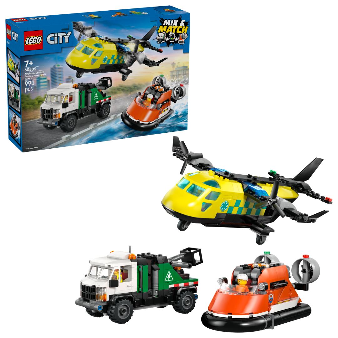 60505 | LEGO® City Airplane, Service Truck & Hovercraft Remix